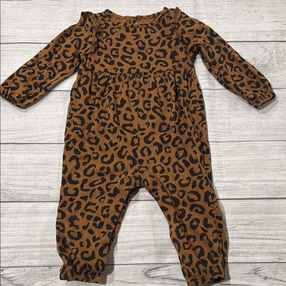 Old Navy Brown and Black Leopard Print Jumpsuit Romper